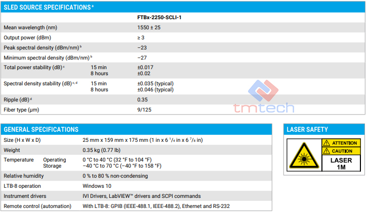 Thông số kỹ thuật EXFO FTBx-2250